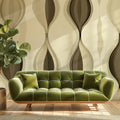 Abstract Organic Wave Mural Wallpaper — Neutral Mid-Century Style Mural Wallpaper - pure wallpaper artwork