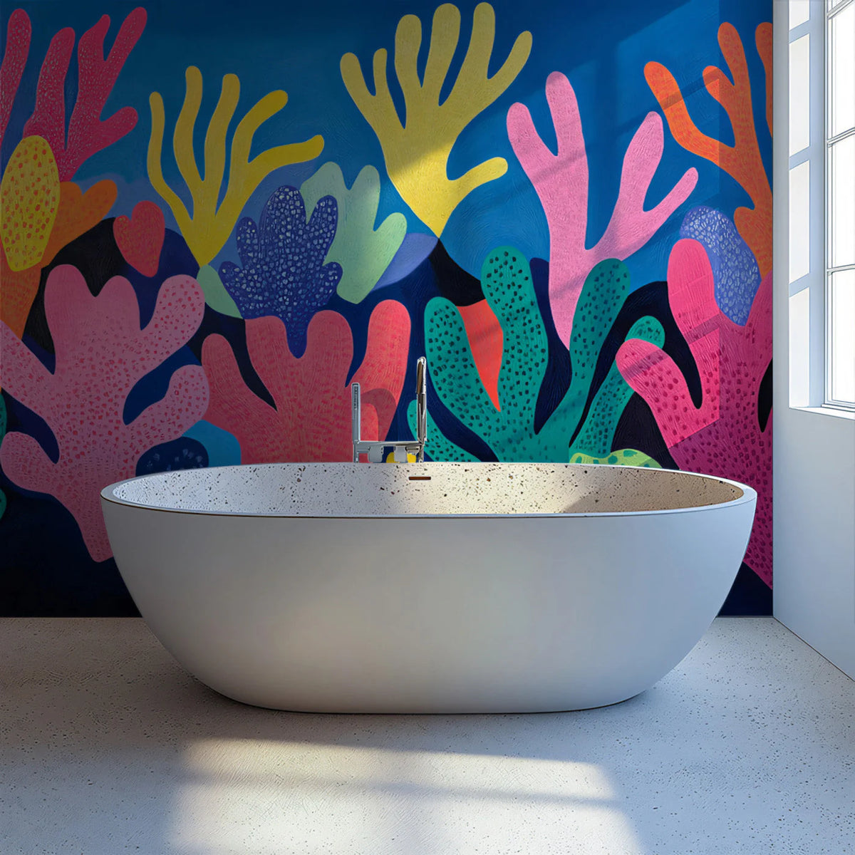 Vivid Coral Reef Mural Wallpaper — Artistic Underwater Design Mural Wallpaper - pure wallpaper artwork
