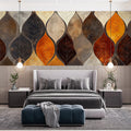 Autumnal Leaf Ogee Mural Wallpaper — Warm Organic Pattern Mural Wallpaper - pure wallpaper artwork