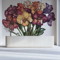 Iris Bouquet Mural Wallpaper — Hand-Drawn Floral Cluster Mural Wallpaper - pure wallpaper artwork