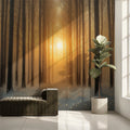 Golden Winter Forest Mural Wallpaper — Whimsical Nature Scene Mural Wallpaper - pure wallpaper artwork