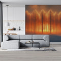 Winter Sunset Forest Mural Wallpaper — Warm Scenic Decoration Mural Wallpaper - pure wallpaper artwork