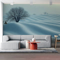 Winter Dune Tree Mural Wallpaper — Minimalist Landscape Design Mural Wallpaper - pure wallpaper artwork