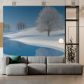 Frozen Winter Landscape Mural Wallpaper — Minimalist Scenic View Mural Wallpaper - pure wallpaper artwork