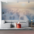 Frozen Winter Landscape Mural Wallpaper — Soft Morning Haze Mural Wallpaper - pure wallpaper artwork