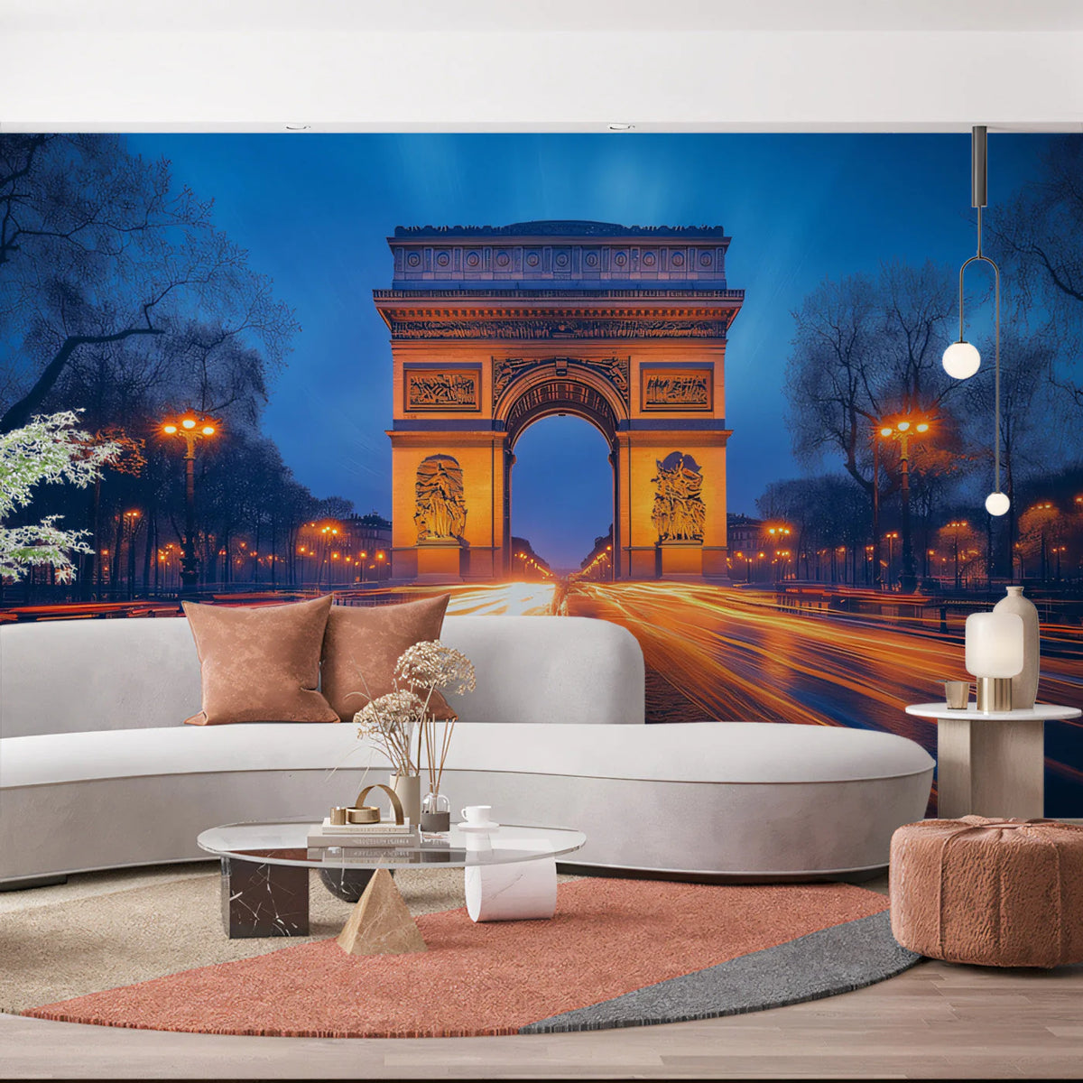 Arc de Triomphe Sunset Mural Wallpaper — Urban Landmark Decor Mural Wallpaper - pure wallpaper artwork