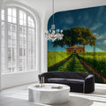 Tuscan Vineyard Cottage Mural Wallpaper — Scenic Landscape Style Mural Wallpaper - pure wallpaper artwork