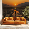 Desert Sunset Silhouette Mural Wallpaper — Dramatic Natural Vista Mural Wallpaper - pure wallpaper artwork