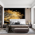 Golden Water Ripples Mural Wallpaper — Moody Abstract Design Mural Wallpaper - pure wallpaper artwork