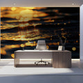 Golden Sunset Water Ripples Mural Wallpaper — Moody Abstract Design Mural Wallpaper - pure wallpaper artwork
