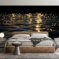 Golden Water Ripples Mural Wallpaper — Moody Abstract Design Mural Wallpaper - pure wallpaper artwork
