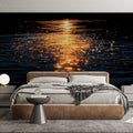 Golden Water Reflections Mural Wallpaper — Dark Abstract Decor Mural Wallpaper - pure wallpaper artwork