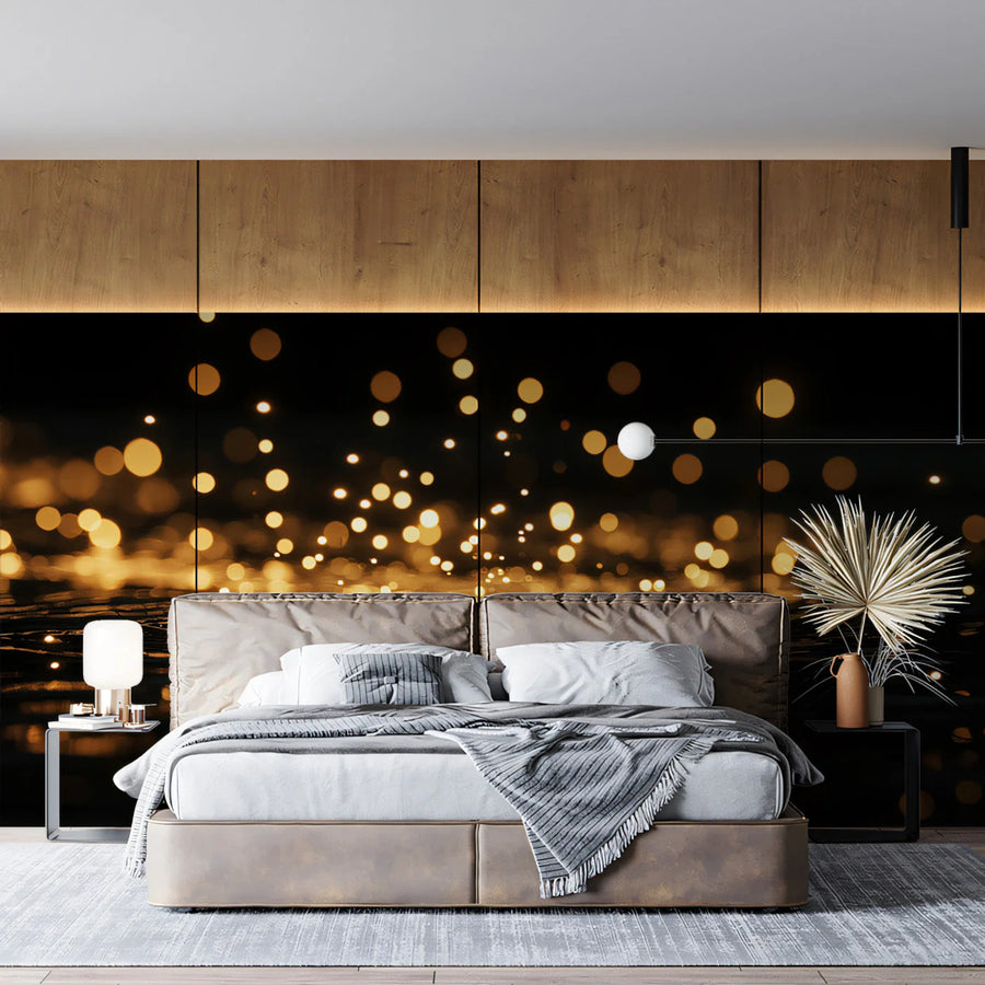 Golden Bokeh Light Reflection Mural Wallpaper — Modern Abstract Mural Wallpaper