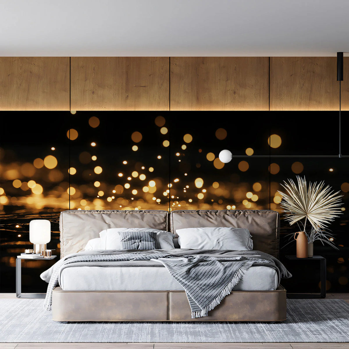 Golden Bokeh Light Reflection Mural Wallpaper — Modern Abstract Mural Wallpaper - pure wallpaper artwork