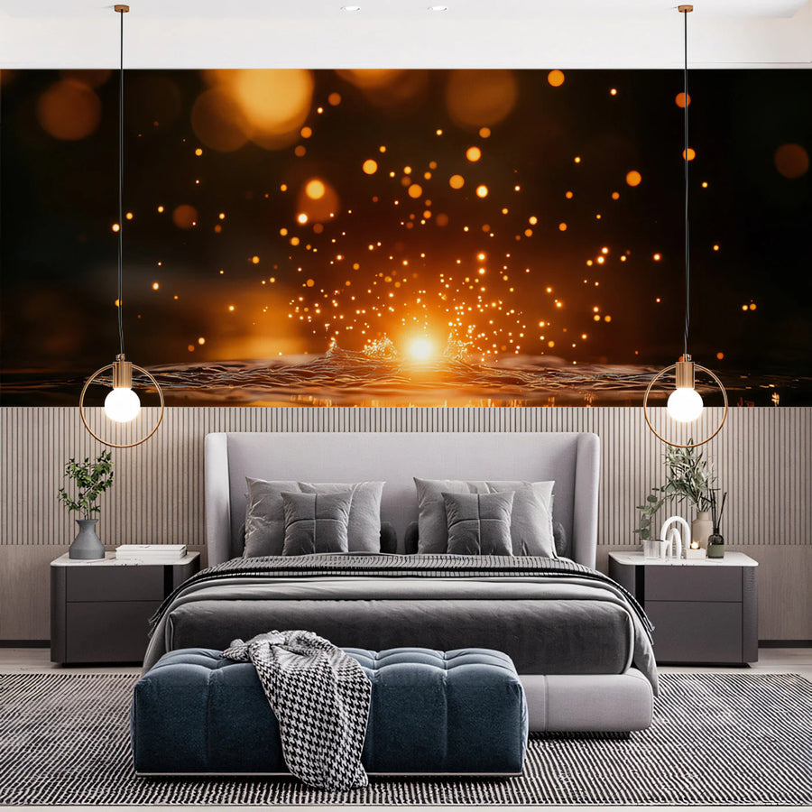 Golden Spark and Water Reflection Mural Wallpaper