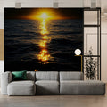 Golden Horizon Sea Mural Wallpaper — Moody Coastal Decor Mural Wallpaper - pure wallpaper artwork