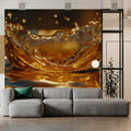 Golden Liquid Splash Mural Wallpaper — Abstract Artistic Decor Mural Wallpaper - pure wallpaper artwork