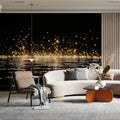 Golden Star Reflections Mural Wallpaper — Night Sky Design Mural Wallpaper - pure wallpaper artwork