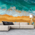 Aerial Beach Scene Mural Wallpaper — Vibrant Coastal Design Mural Wallpaper - pure wallpaper artwork