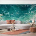 Aerial Beach Waves Mural Wallpaper — Impressionistic Coastal Scene Mural Wallpaper - pure wallpaper artwork