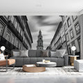 European Architecture City Mural Wallpaper — Monochromatic Tower Mural Wallpaper - pure wallpaper artwork