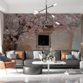 Spring Blossom Cottage Mural Wallpaper — Whimsical Garden Scene Mural Wallpaper - pure wallpaper artwork