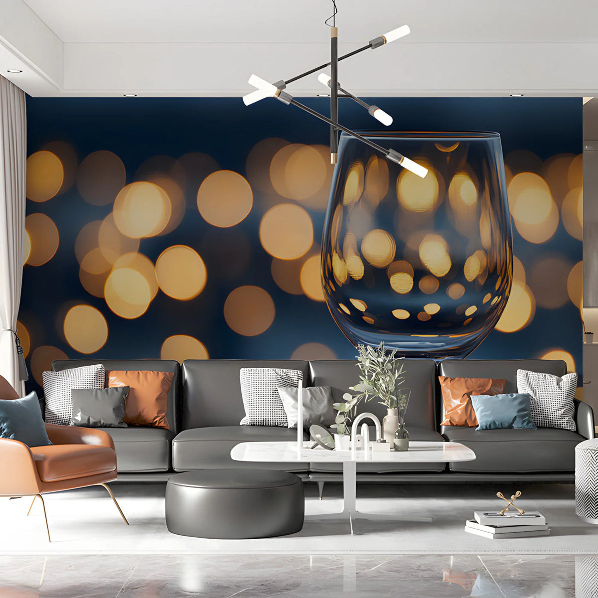 Golden Bokeh Wine Glass Mural Wallpaper for Sophisticated Interiors Mural Wallpaper - pure wallpaper artwork