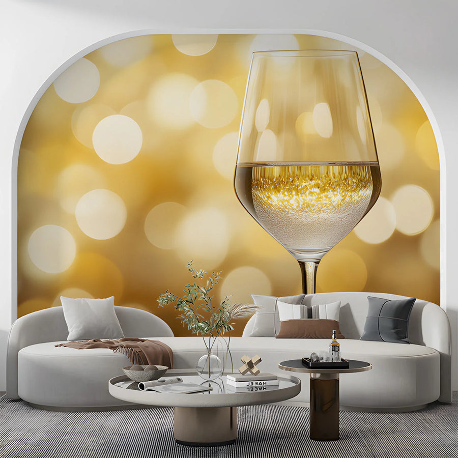 Golden Bokeh Glass Mural Wallpaper — Modern Hospitality Decor Mural Wallpaper