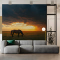 Grazing Horse at Sunset Landscape Mural Wallpaper - pure wallpaper artwork