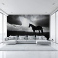 Galloping Horse Silhouette Mural Wallpaper — High Contrast Noir Mural Wallpaper - pure wallpaper artwork