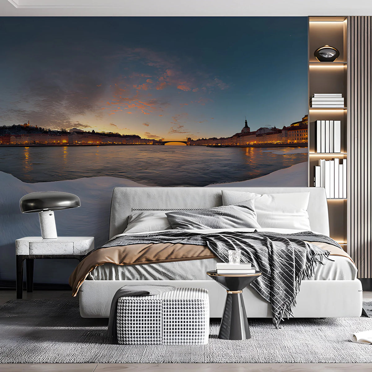 Prague Sunset Cityscape Mural Wallpaper —Cinematic Urban View Mural Wallpaper - pure wallpaper artwork