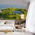 Aerial Island Lake Mural Wallpaper — Natural Scenic Landscape Mural Wallpaper - pure wallpaper artwork