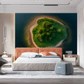 Aerial Island Lake Mural Wallpaper — Calm Nature Landscape Mural Wallpaper - pure wallpaper artwork
