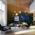 Mountain Chapel Sunrise Mural Wallpaper —Ethereal Scenic View Mural Wallpaper - pure wallpaper artwork