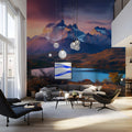 Patagonian Sunset Peaks Mural Wallpaper —Scenic Landscape Mural Wallpaper - pure wallpaper artwork