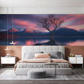 Lone Tree Mountain Sunset Landscape Mural Wallpaper - pure wallpaper artwork