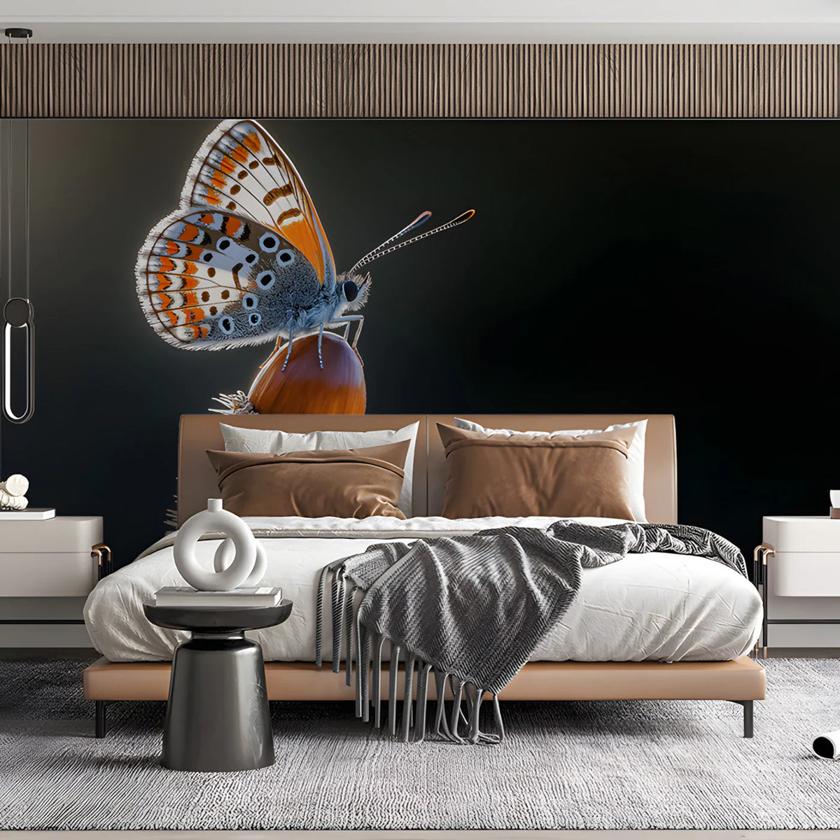 Macro Butterfly and Spiky Seed Mural Wallpaper — Artistic Nature Mural Wallpaper - pure wallpaper artwork