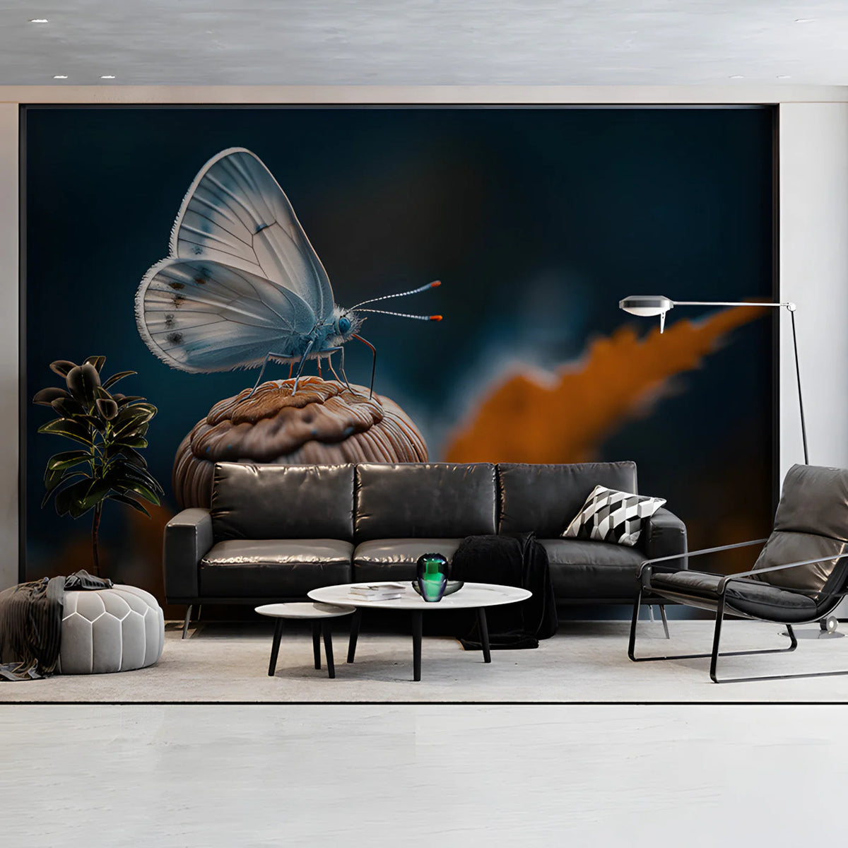 Ethereal Butterfly Macro Mural Wallpaper — Moody Floral Decor Mural Wallpaper - pure wallpaper artwork