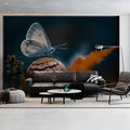 Ethereal Butterfly Macro Mural Wallpaper — Moody Floral Decor Mural Wallpaper - pure wallpaper artwork