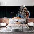 Macro Butterfly and Nut Mural Wallpaper — Realistic Nature Art Mural Wallpaper - pure wallpaper artwork