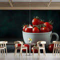Tomato Harvest Cup Mural Wallpaper — Bold Culinary Art Mural Wallpaper - pure wallpaper artwork