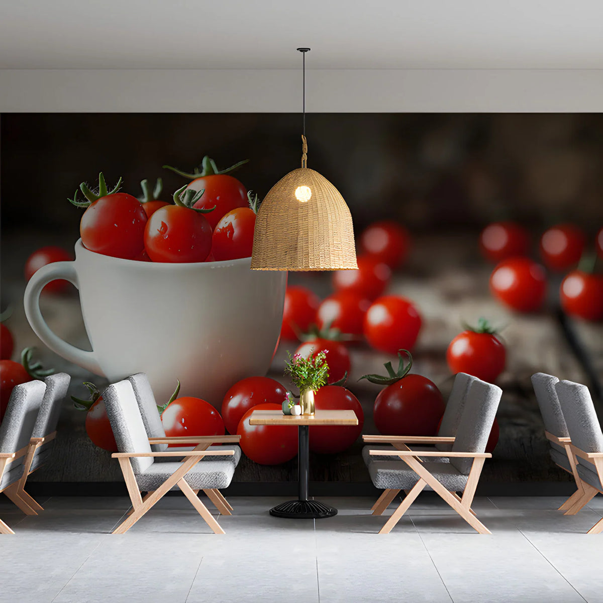 Rustic Tomato Harvest Mural Wallpaper — Farmhouse Kitchen Decor Mural Wallpaper - pure wallpaper artwork