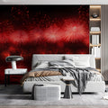 Crimson Fireworks Night Mural Wallpaper — Energetic Festive Decor Mural Wallpaper - pure wallpaper artwork