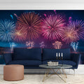 Celebratory Night Sky Fireworks Mural Wallpaper — Festive Style Mural Wallpaper - pure wallpaper artwork