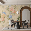 Vintage Rose Garden Floral Mural Wallpaper — Soft Pastel Tones Mural Wallpaper - pure wallpaper artwork