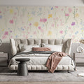 Pastel Floral Bedroom Mural Wallpaper Soft Serene Decoration Mural Wallpaper - pure wallpaper artwork