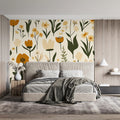 Bohemian Wildflower Mural Wallpaper in Earthy Ochre Tones Mural Wallpaper - pure wallpaper artwork