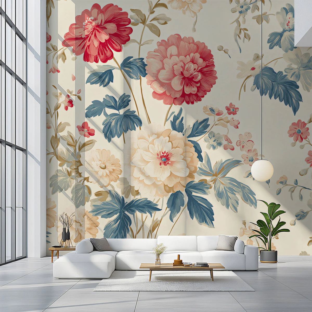 Vintage Botanical Floral Mural Wallpaper — Traditional Rose Pattern Mural Wallpaper - pure wallpaper artwork