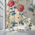 Vintage Botanical Floral Mural Wallpaper — Traditional Rose Pattern Mural Wallpaper - pure wallpaper artwork