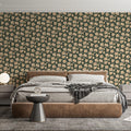 Golden Floral Bloom Mural Wallpaper — Rich Botanical Tapestry Mural Wallpaper - pure wallpaper artwork